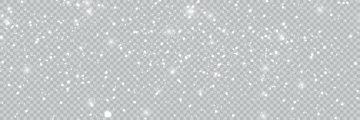 Seamless falling snow or snowflakes. Isolated on transparent background - obrazy, fototapety, plakaty