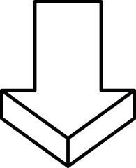 Obraz premium Solid line down isometric arrow, 3D downwards arrow on transparent background