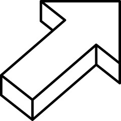 Solid line isometric arrow, 3D arrow on transparent background