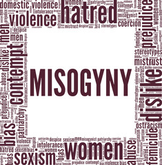 Misogyny word cloud conceptual design isolated on white background.