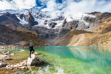 Foto op Canvas amazing view of humantay lagoon in peruvian andes © jon_chica