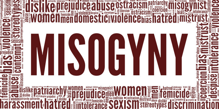 Misogyny word cloud conceptual design isolated on white background.