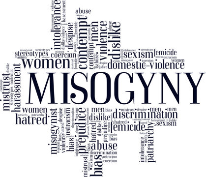 Misogyny word cloud conceptual design isolated on white background.