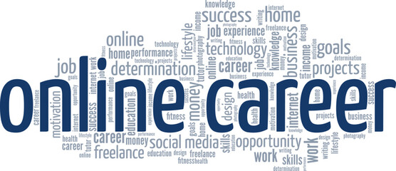 Fototapeta premium Online Career word cloud conceptual design isolated on white background.