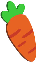 3D illustration render orange vegetable carrot orange color with green leaves on transparent background