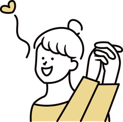 手を握って喜んでいる女性のイラスト素材