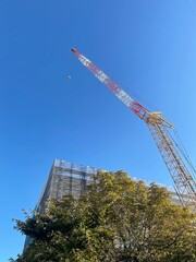 茨木市役所前の建築現場　聳え立つ重機