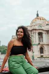 Naklejka premium beautiful indian girl traveling alone