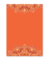 Orange poster with ethnic mandala pattern.