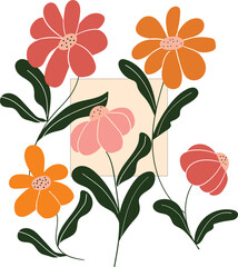  isolated style retro daisy flowers Vector illustration