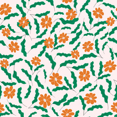 style retro daisy flowers seamless pattern