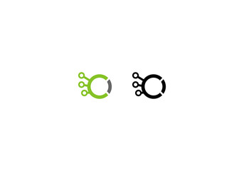 letter initials C logo vector template black white background