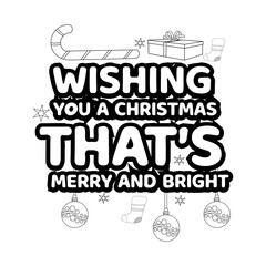 Merry Christmas Coloring page. Christmas line art coloring page design for kids.