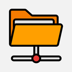 Server icon in filled line style about folders, use for website mobile app presentation