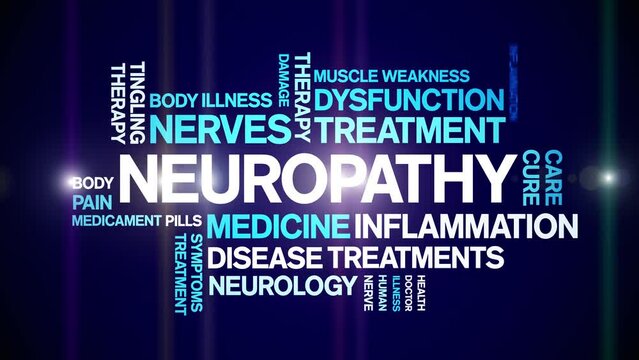 Neuropathy animated tag word cloud;text design animation kinetic typography seamless loop.