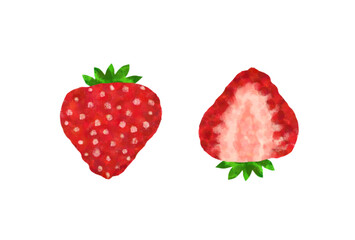 水彩画風の苺の手書きイラスト