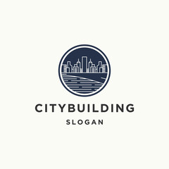 City building logo icon flat design template 