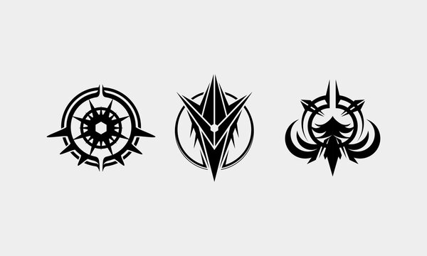 circle symbol arrow streetwear weapon element interface games vector set wings editable