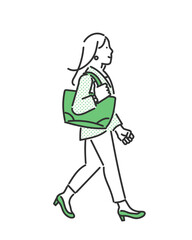 歩く女性のビジネスパーソンのイメージイラスト