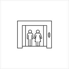 elevator icon, lift line symbol on white background. vector illustration eps10