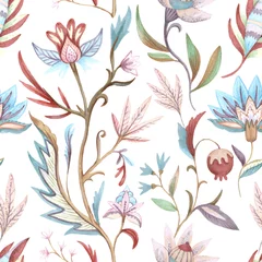 Fototapete Aquarell Natur Set Vintage floral ornamental pattern in victorian style for decor, wallpaper, fabric design.