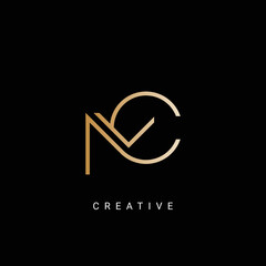 Minimal Creative Initial Based MC and CM logo design. Letter MC CM creative elegant Monogram luxury logo with golden color. - obrazy, fototapety, plakaty