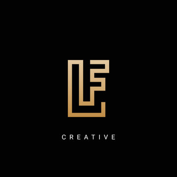 Minimal Creative Initial Based LF and FL logo. Letter LF FL creative elegant Monogram luxury logo with golden color.