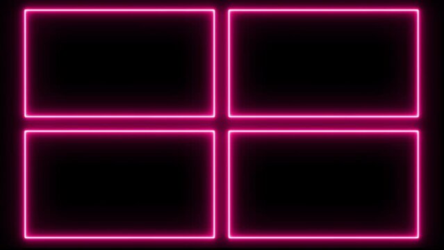 Animation of frames for texts and ads of neon fuchsia scrolling lines on a black background