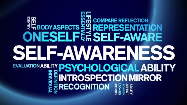Self-Awareness  animated tag word cloud;text design animation kinetic typography seamless loop.