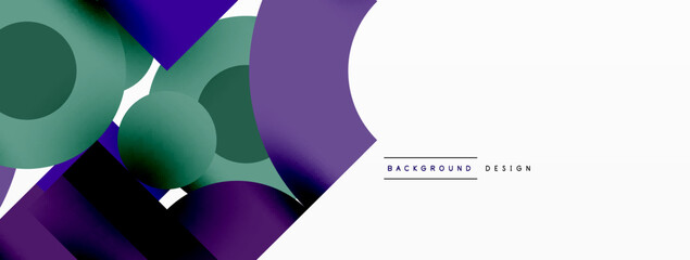 Circle and square geometric background. Round shapes with squares and triangles composition for wallpaper, banner, background or landing