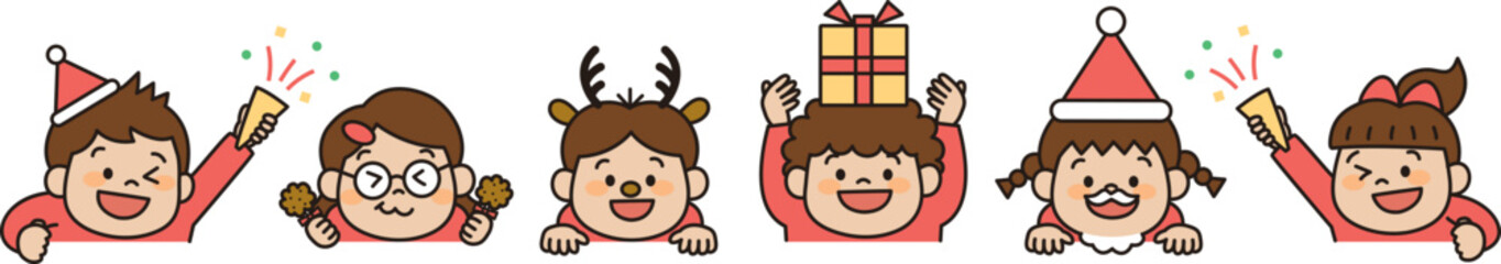 クリスマスパーティーをする子供のイラスト