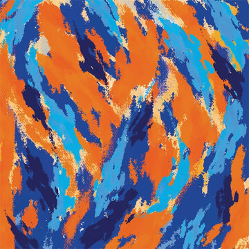 Orange and Blue background with bonfire fire like shape pattern for social media template cool background or vector wallpaper, grunge textured