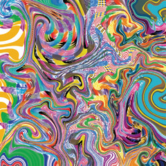 Trippy wavy swirling background art with random rainbow colors square shaped vector wallpaper