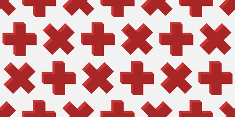 Obraz premium Red crosses are repeated across the canvas. Suitable for print and surface decoration.