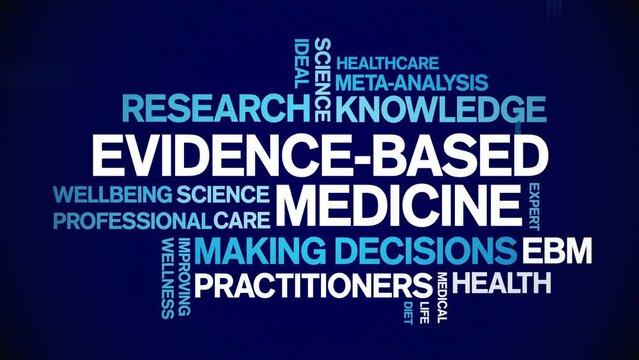Evidence-Based Medicine animated tag word cloud;text design animation kinetic typography seamless loop.