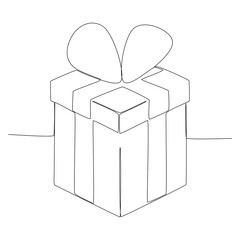 One continuous line of Gift Box. Thin Line Illustration vector concept. Contour Drawing Creative ideas.
