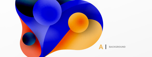 Flowing geometric shapes minimalist abstract background. Round shapes and circles. Wallpaper for concept of AI technology, blockchain, communication, 5G, science, business