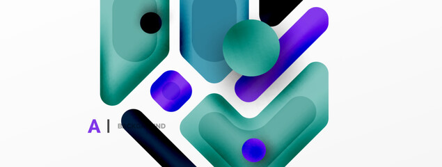 Minimal geometric abstract background. Colorful geometric blocks. Lines, squares and triangles composition wallpaper