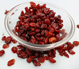 Cranberry in a glass bowl isolated