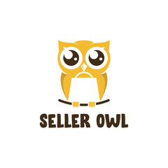 owl seller logo online shop yellow cute vector