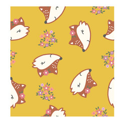 Cute fox with flower