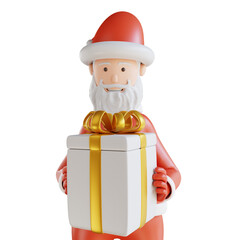 3d illustration Santa Clause half body and gift box