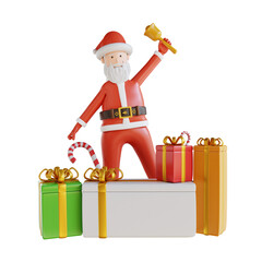 3d illustration Santa takes and gift box