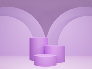 Naklejka na ściany i meble 3D purple product podium on background. Abstract minimal geometry pedestal violet concept. Studio stand platform. Podium purple and marketing present stage. 3D podium