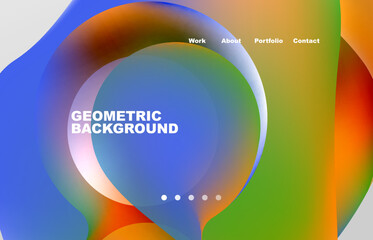Landing page abstract liquid background. Flowing shapes, round design and circle. Web page for website or mobile app wallpaper