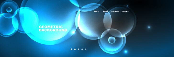 Neon glowing bubbles, circles magic energy space light concept, abstract background wallpaper design