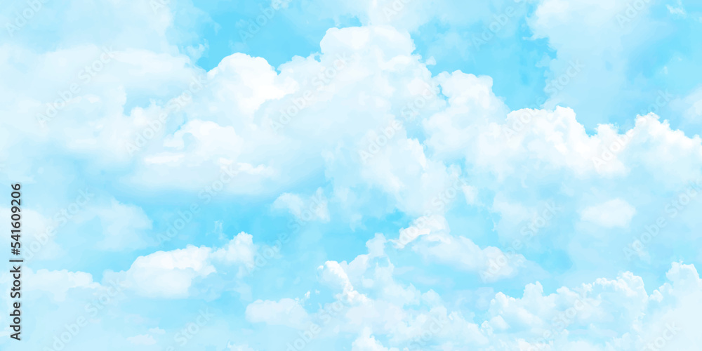Wall mural blue sky with white clouds background. romantic sky. abstract nature background of romantic summer b