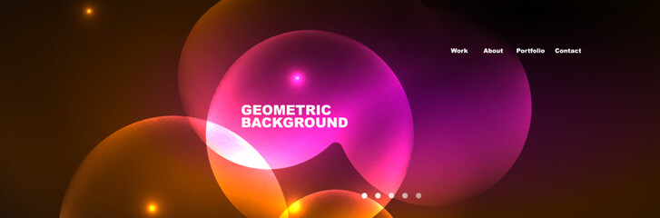Neon glowing bubbles, circles magic energy space light concept, abstract background wallpaper design