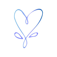 Simple blue doodle heart. Isolated design element for valentine's day, wedding, romance