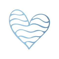 Simple blue doodle heart. Isolated design element for valentine's day, wedding, romance